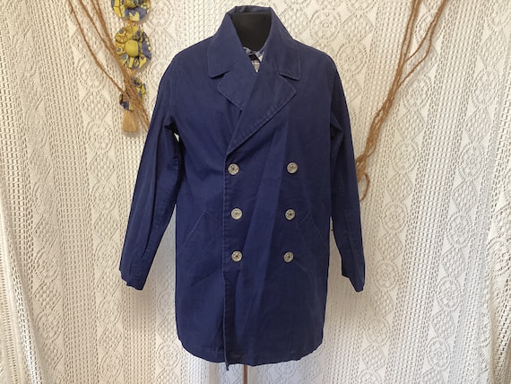 Naf Naf Veste Unisexe Vintage Taille 1 Veste en Toile Bleu Veste Caban Croisee Etsy France