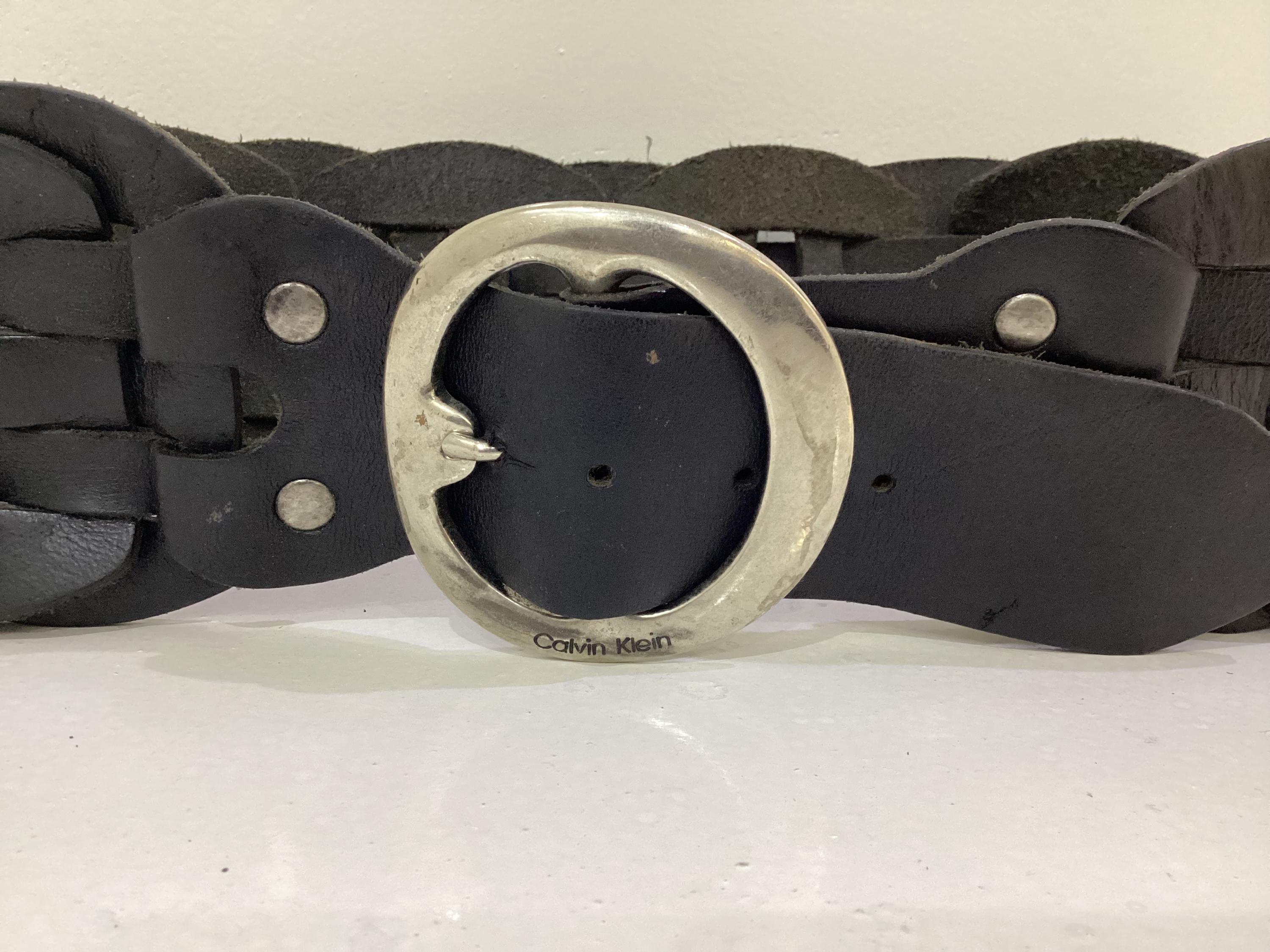 Calvin Klein Jeans Wide Vintage Leather Belt Braided Belt  display picture 1