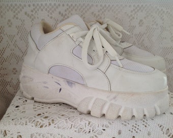 Vintage Platform Shoes Size 41 Sneakers Wedge Basket Made in Italy