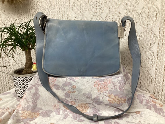 Coach Vintage Sac Main Femme En Cuir Bleu Ciel Sac Bandouli re