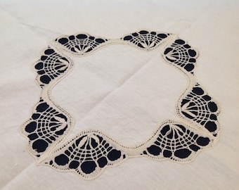 Vintage Crochet Edge Table Cloth Tablecloth Centerpiece Cotton Embroidered Tablecloth