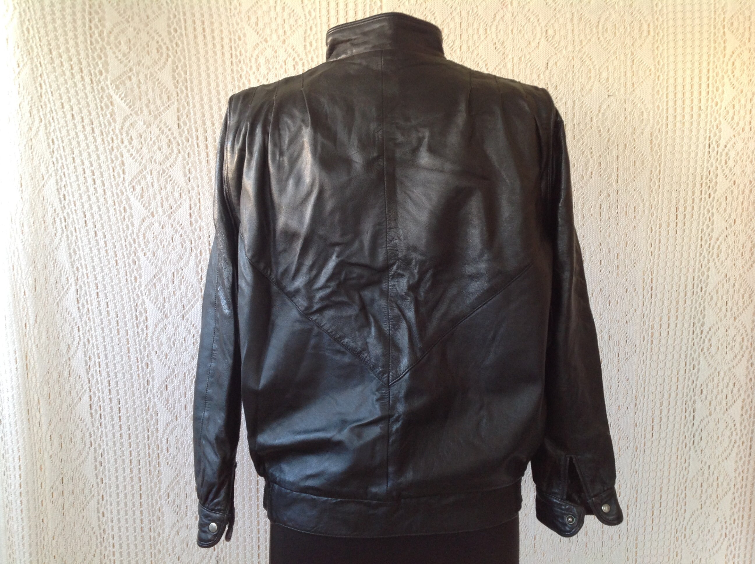 レザージャケット HUECLOSET Vintage Leather Jacket SE361 Jacket Vintage Leather Jacket Size 36 Mixed Jacket in Black