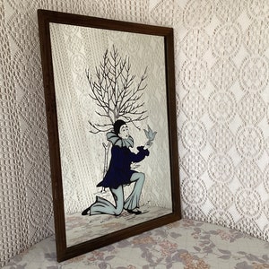 Old Mirror Painting Pierrot Frees The Dove Hope of the Day