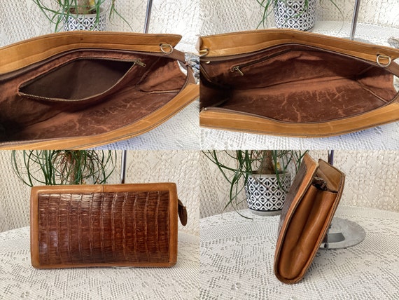Sac Pochette Vintage En Cuir Marron - Années 70 - Petit Sac à Main Femme