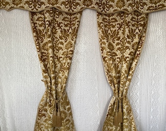 Sumptuous Antique French Damask Velvet Curtains Old Blackout Curtain Valance Curtain