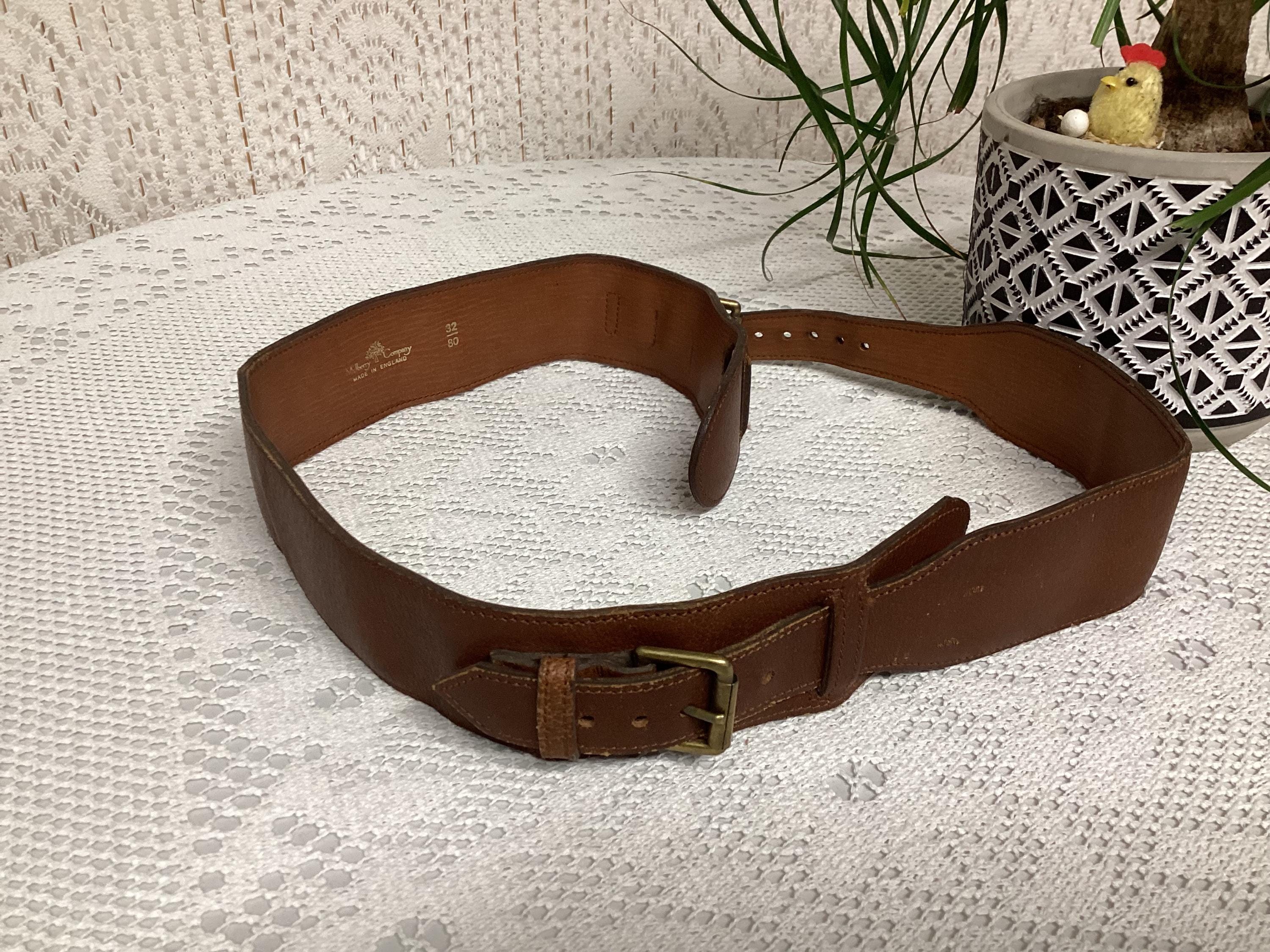 Vintage Mulberry Brown Wide Leather Belt NWT 30 - 32\