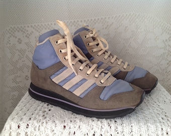 Adidas Sneakers Vintage Suede and Canvas High Top Sneakers Size 39 (Europe 6 L US7 1/2 L) Trekking Hiking Shoes Made in Korea