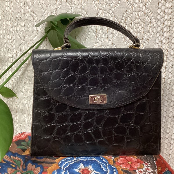 Sac à main Femme Vintage en Cuir Imprimé Peau Style Kelly