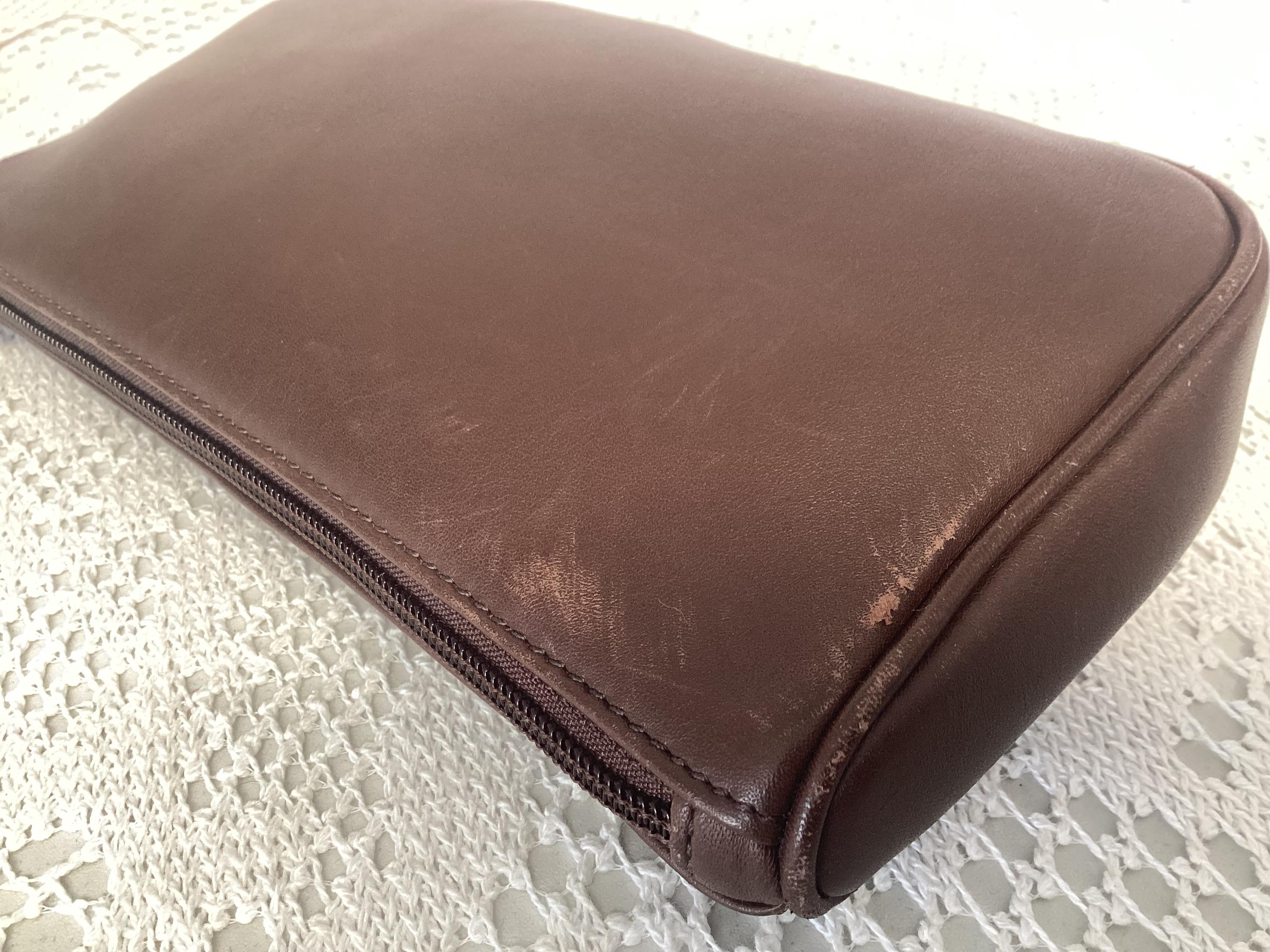 Coach Brown Leather Zipper Pouch Coach Vintage Leather Satchel Bag