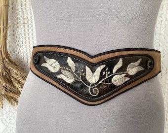 Kaltenbacher Wide Vintage Leather and Suede Belt One Size Medieval Viking Elvish Belt