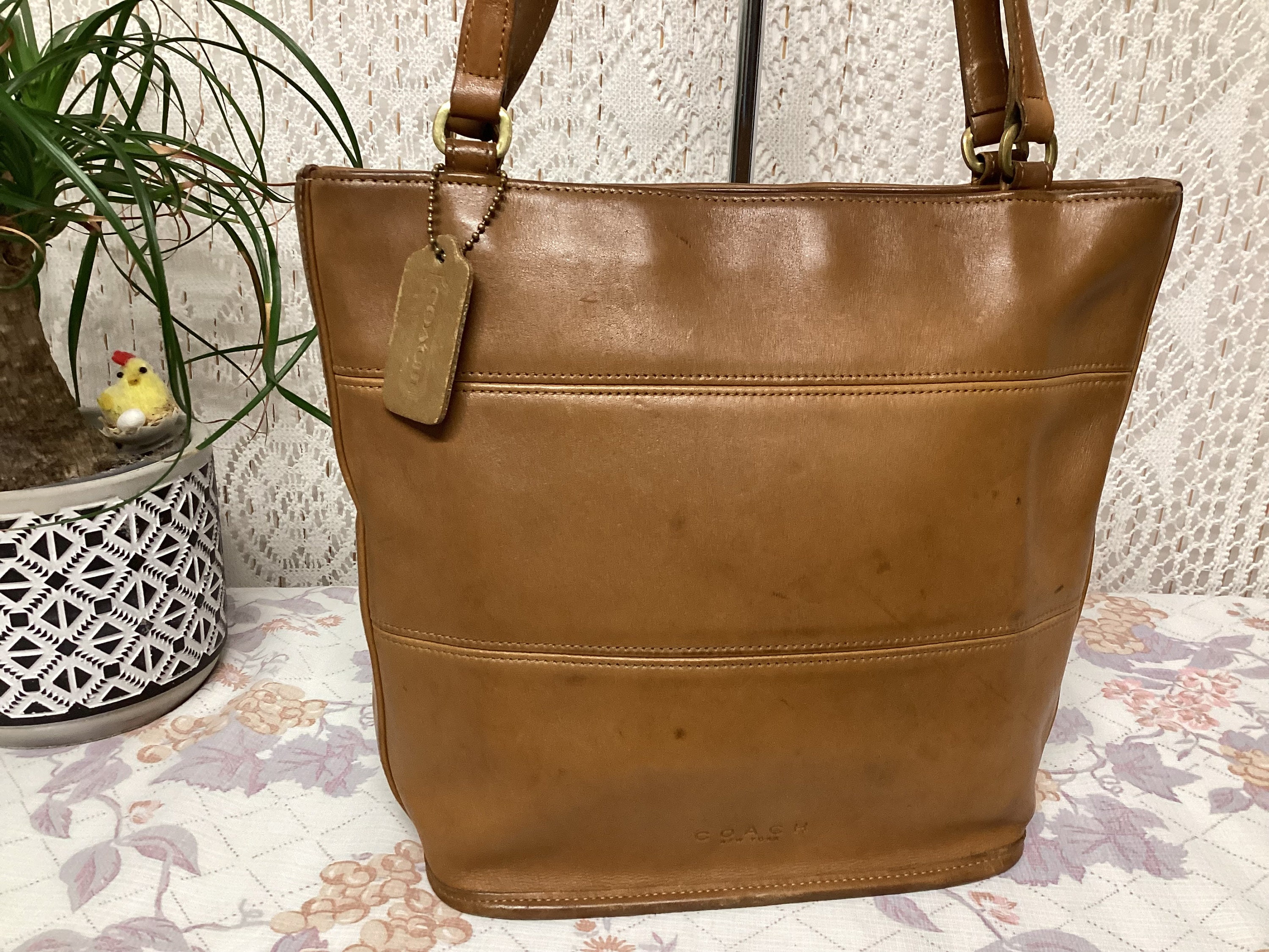 Coach Vintage Brown Leather Tote Bag Women's Handbag Tribeca