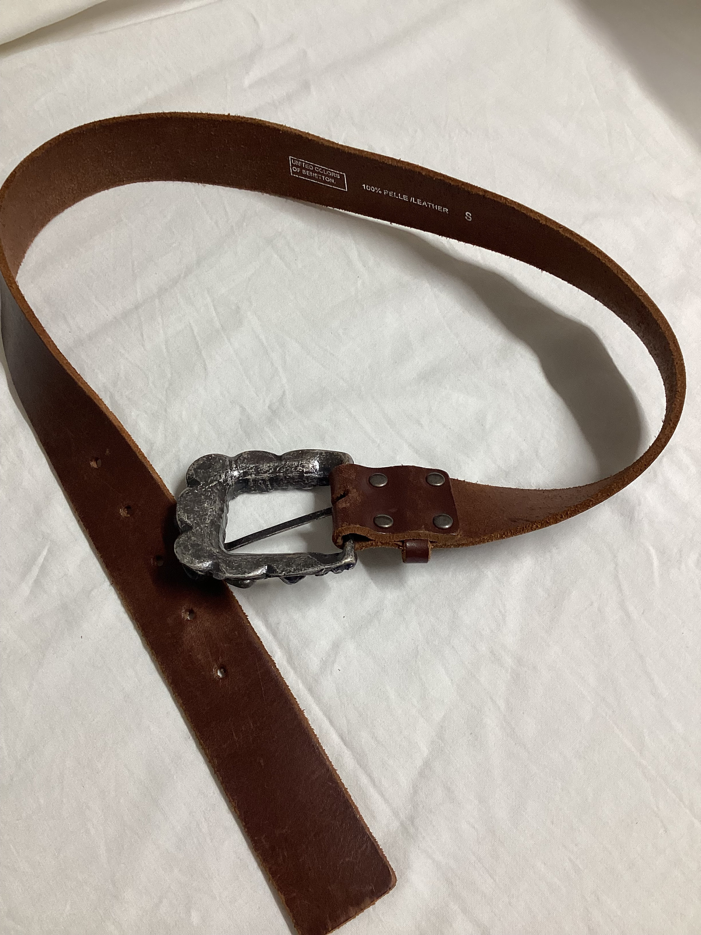 United Colors of Benetton Vintage Brown Leather Belt Size S  display picture 1