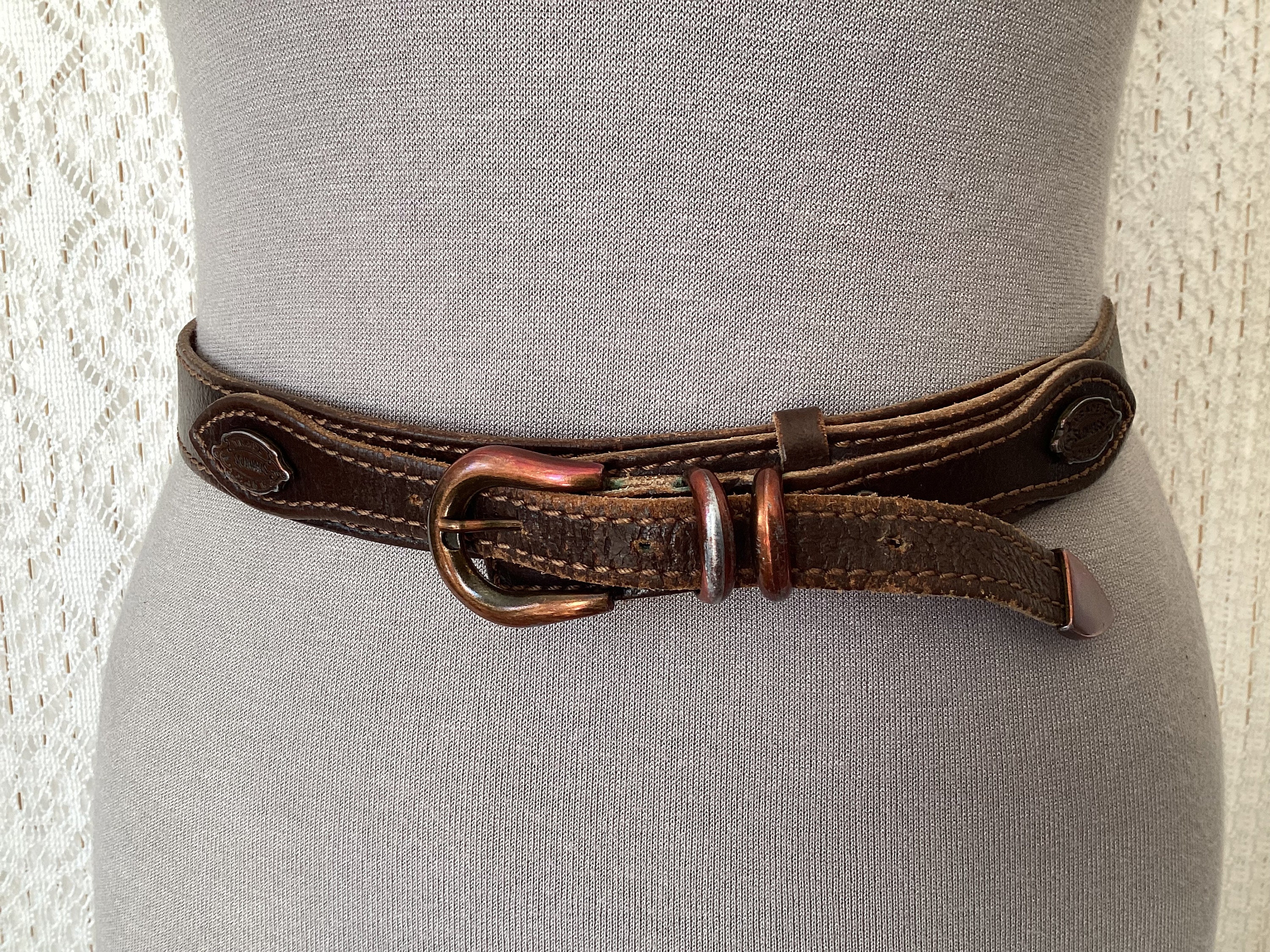 Ceinture Western Homme En Croûte De Cuir Vachette - Fabriqué En Italie - Taille 120 Cm, Largeur 4 Cm - Occasion