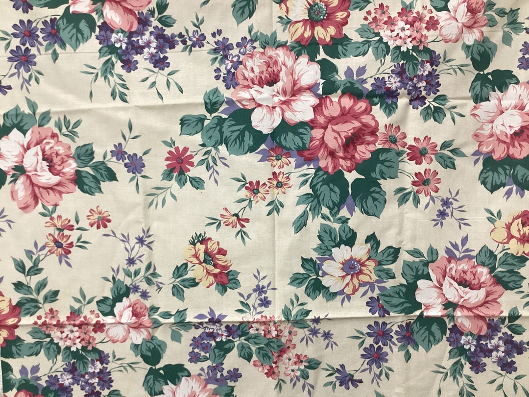 Coupon De Tissu D'ameublement Floral Shabby Chic Vintage - 1,5m X 1,5m - 100% Coton - Neuf