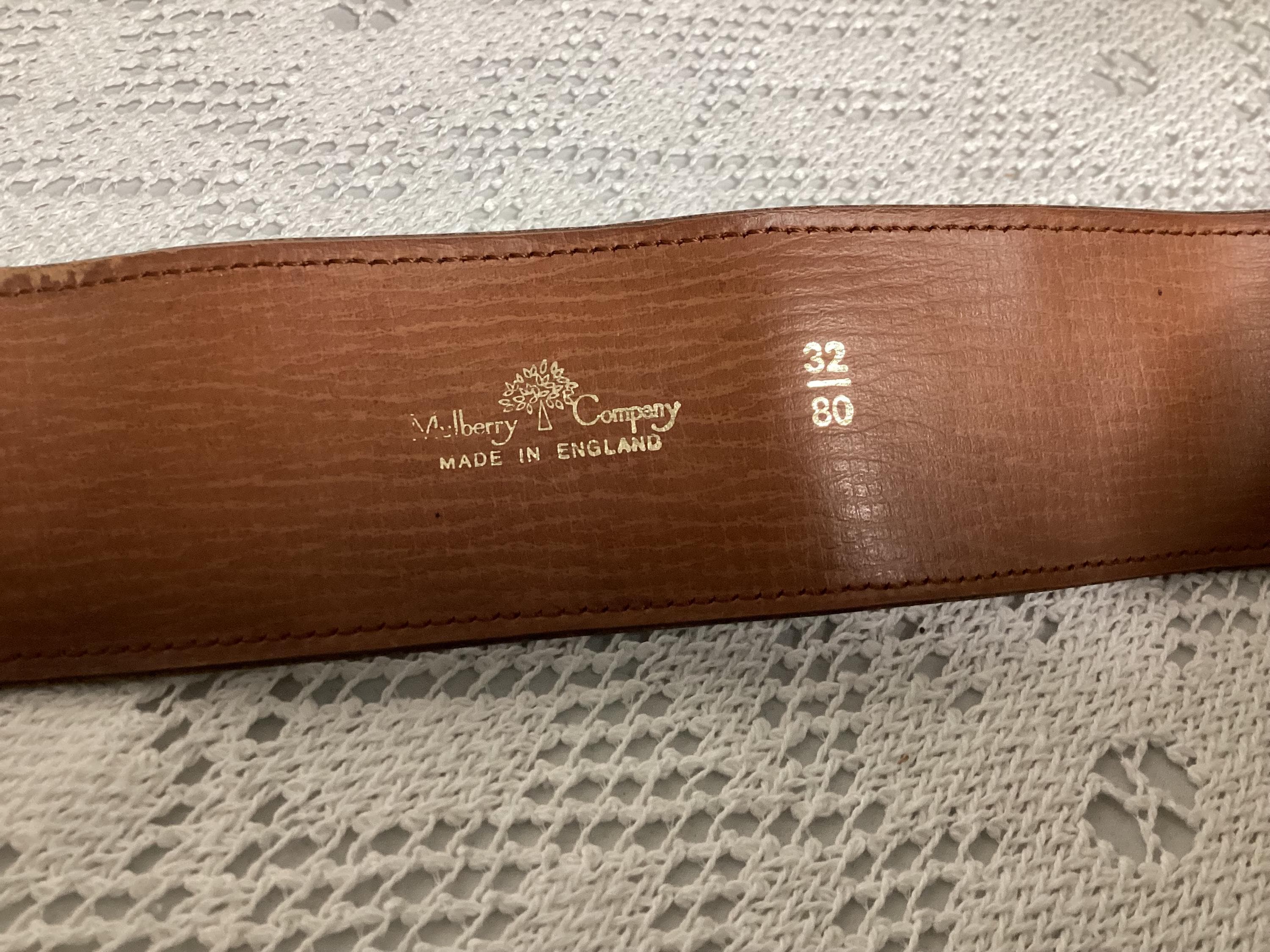 Mulberry Company Vintage Brown Leather Belt Wide Belt Two  display picture 2