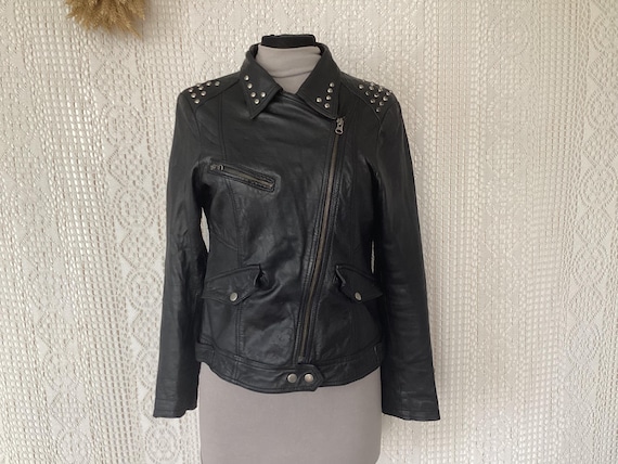 Veste Perfecto Cuir Vintage Taille 38/40 Veste Courte en Cuir Agneau Veste Motard