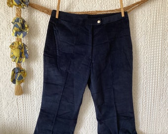 Vintage Corduroy Pants Size 48 Midnight Blue Elastris Pants Stretchy Velvet Pants