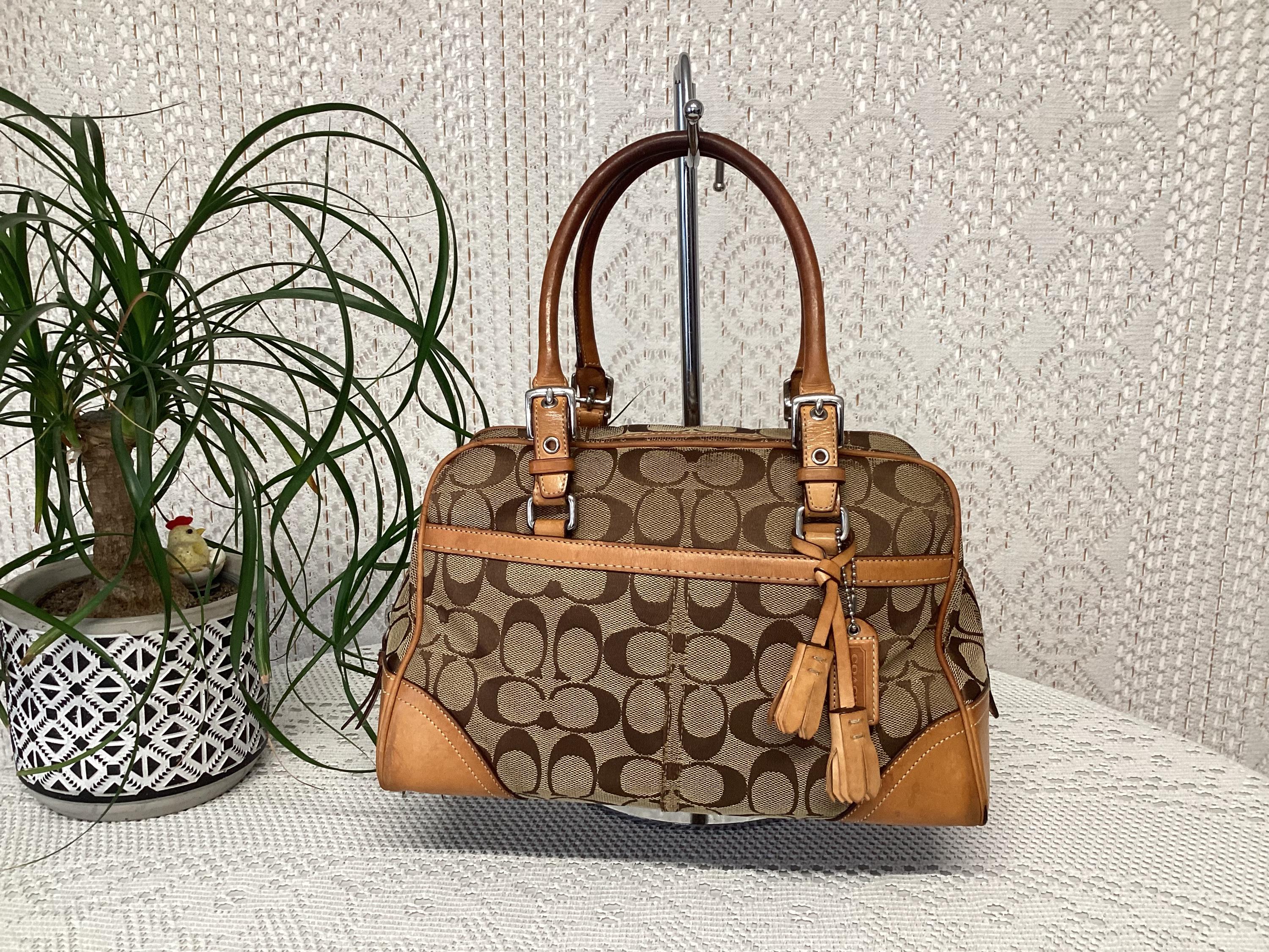 Coach Women's Handbag Canvas and Vintage Leather Signature Bag
