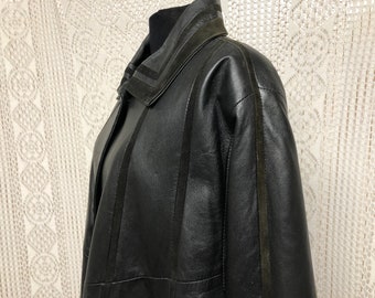 Ema Cuir Coat Women's Jacket Three Quarter in Vintage Leather Size 40 Made in France