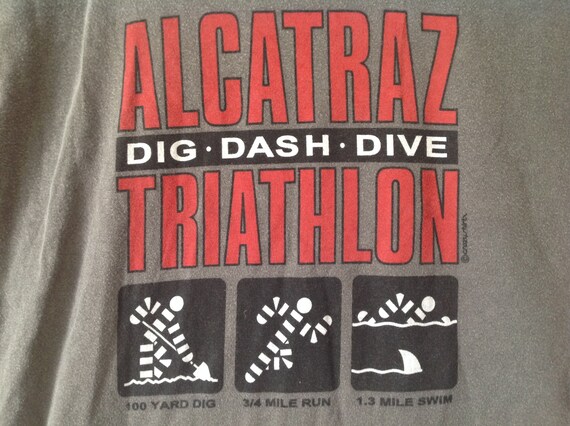 Alcatraz San Francisco Triathlon Vintage T-shirt Size XL Oversized