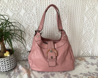 Coach Sac à Mains Femme Cuir Saumon Vintage Sac à Main Hobo Coach Soho Lynn F17219