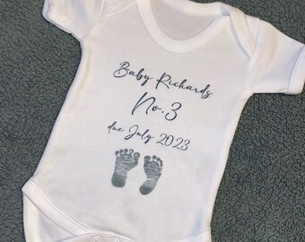 Personalised announcement bodysuit, new baby vest, new baby announcement bodysuit