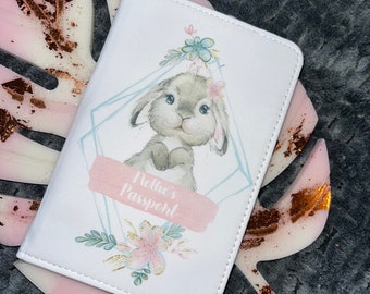 Custom passport holder, custom watercolour animal passport case, girls passport holder