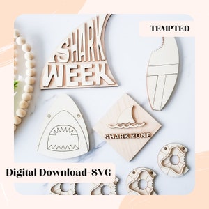Shark Week Svg, Tiered Tray Svg, Shark Week File,  Shark Week Cut File, Tiered Tray Cut File Glowforge File, Laser Cut Files