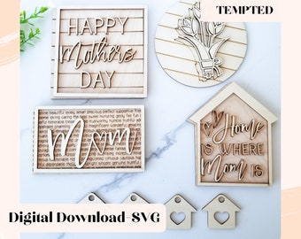 Vassoio a livelli Svg, File di taglio vassoio a livelli, Mamma Svg, Festa della mamma Svg, File mamma, File di taglio segno mamma, File Glowforge, File tagliati al laser
