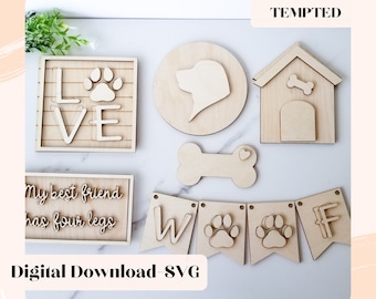 Dog Tiered Tray Svg, Dog Tray Decor Svg, Dog File, Dog Sign Cut File, Glowforge File, Laser Cut Files