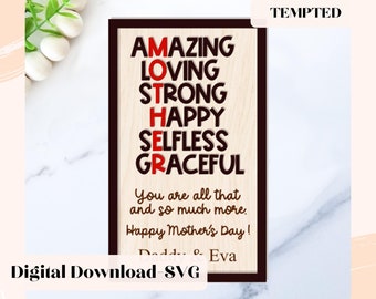 Mom Svg, Mothers Day Svg, Mom File, Mom Sign Cut File, Glowforge File, Laser Cut Files