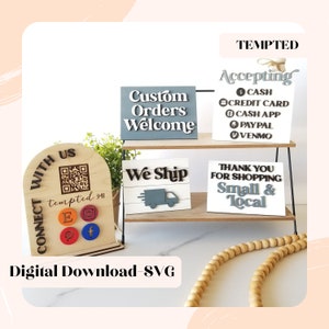 Vendor Show Sign Svg, Vendor Market Sign Svg, Social Media Signs, Connect With Us Cut File,Tiered Tray Svg, Glowforge File, Laser Cut Files