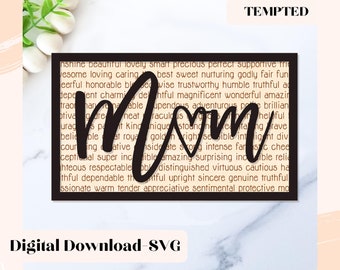 Mom Svg, Mothers Day Svg, Mom File, Mom Sign Cut File, Glowforge File, Laser Cut Files