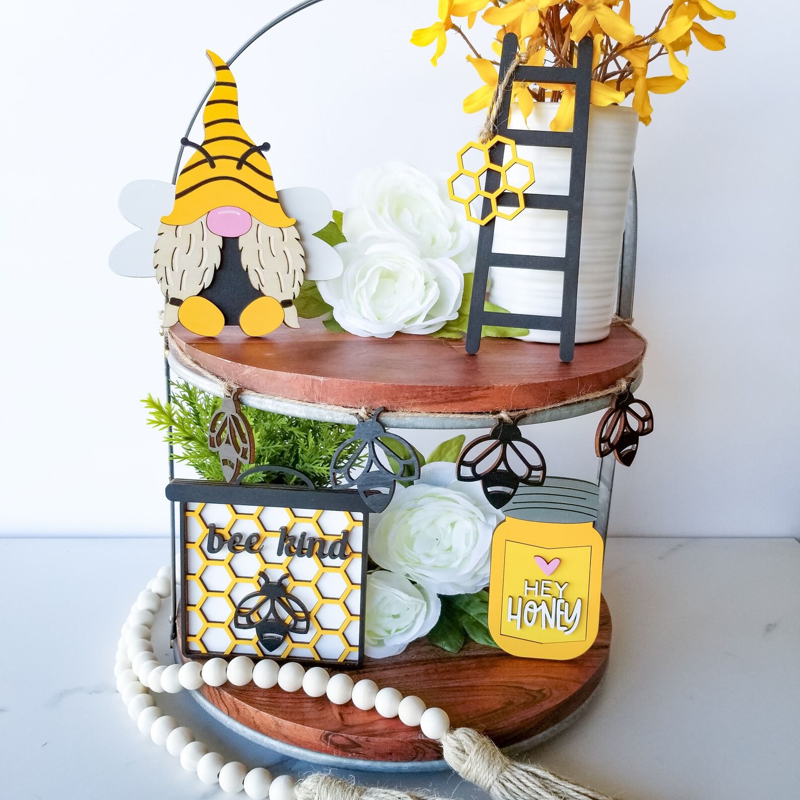 Honey Bee Tray Decor Bee Tiered Tray Spring Tray Decor Etsy