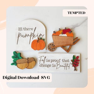Fall Svg, Fall Tiered Tray Svg, Fall File, Fall Cut File, Glowforge File, Laser Cut Files, Hello Pumpkin, Autumn  Svg, Acorn Svg