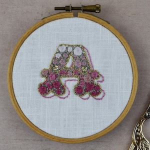 Embroidery Kit - CIRCUS MONOGRAM with crystal(s) - Pink Roses