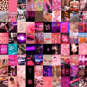 80 PCS 4x6 Boujee Neon Pink Wall Kit VSCO Dorm Room Art Decor Collage Euphoria Aesthetic Sorority