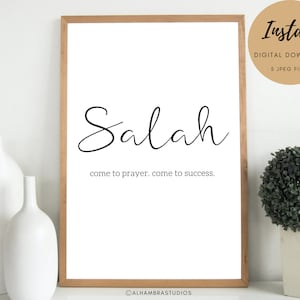 Islamic Calligraphy Instant Download | Salah Wall Art | Muslim Prayer | Decor Corner Sign | Arabic Quotes Minimalism| Children&#39;s Islamic Art