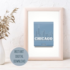 Chicago Matchbook Wall Art - Instant download - Chicago Illinois Wall Art Digital Download - Chicago Skyline Gift ideas - Matchbook art