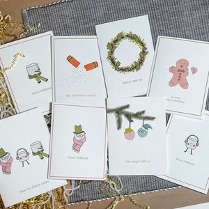 Set of 8 Christmas greeting cards, unique holiday card, Christmas card, christmas cards, XMas greeting card, hand drawn card, holiday card