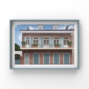 DIGITAL FILE ONLY-new orleans building art,New Orleans Art Print,nola art,New orleans house wall art print,destination,Tulane,french quarter