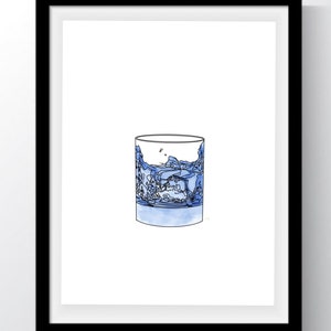 Whiskey glass art print,whiskey art,whiskey on the rocks print,digital print of whiskey glass,cocktail wall art,cocktail art print,alcohol