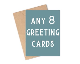 Boxed set of 8 cards; greeting cards, plastic free, blank greeting cards with envelopes, handmade, eco friendly, birthday, holiday, xmas