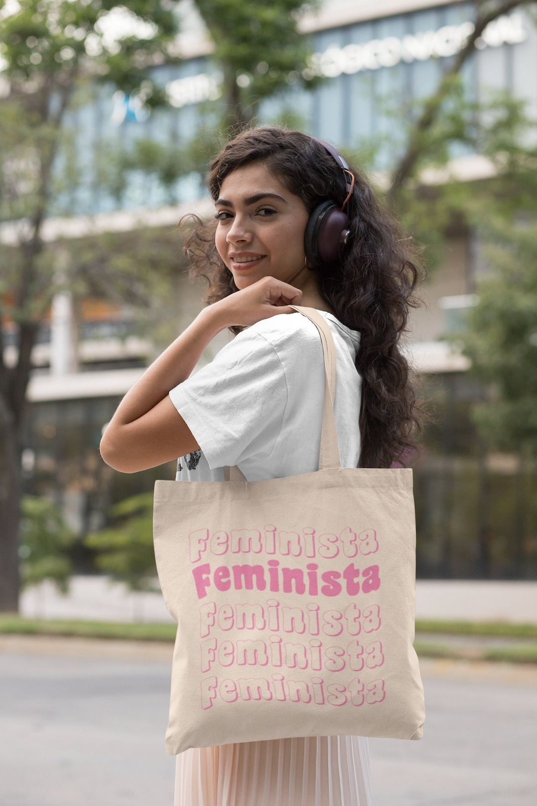 Feminist Cotton Canvas Tote Bag Feminista Shopping Tote Book Bag Gift for Feminist Large Tote Bag Cute Trendy Groovy Pink Etsy