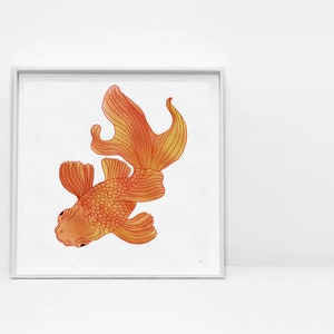 Goldfish Art Print,Art Print,Digital Art,Digital Drawing,Art Print,Orange Goldfish,Wall Hanging,Wall Art,Home Decor
