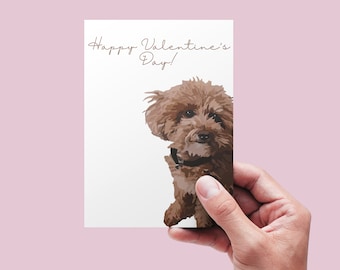 Dog Valentine card - Pet portrait card - Dog Greeting card - valentines card for him - Dog lover greeting card - Gift for Dog mom or dad
