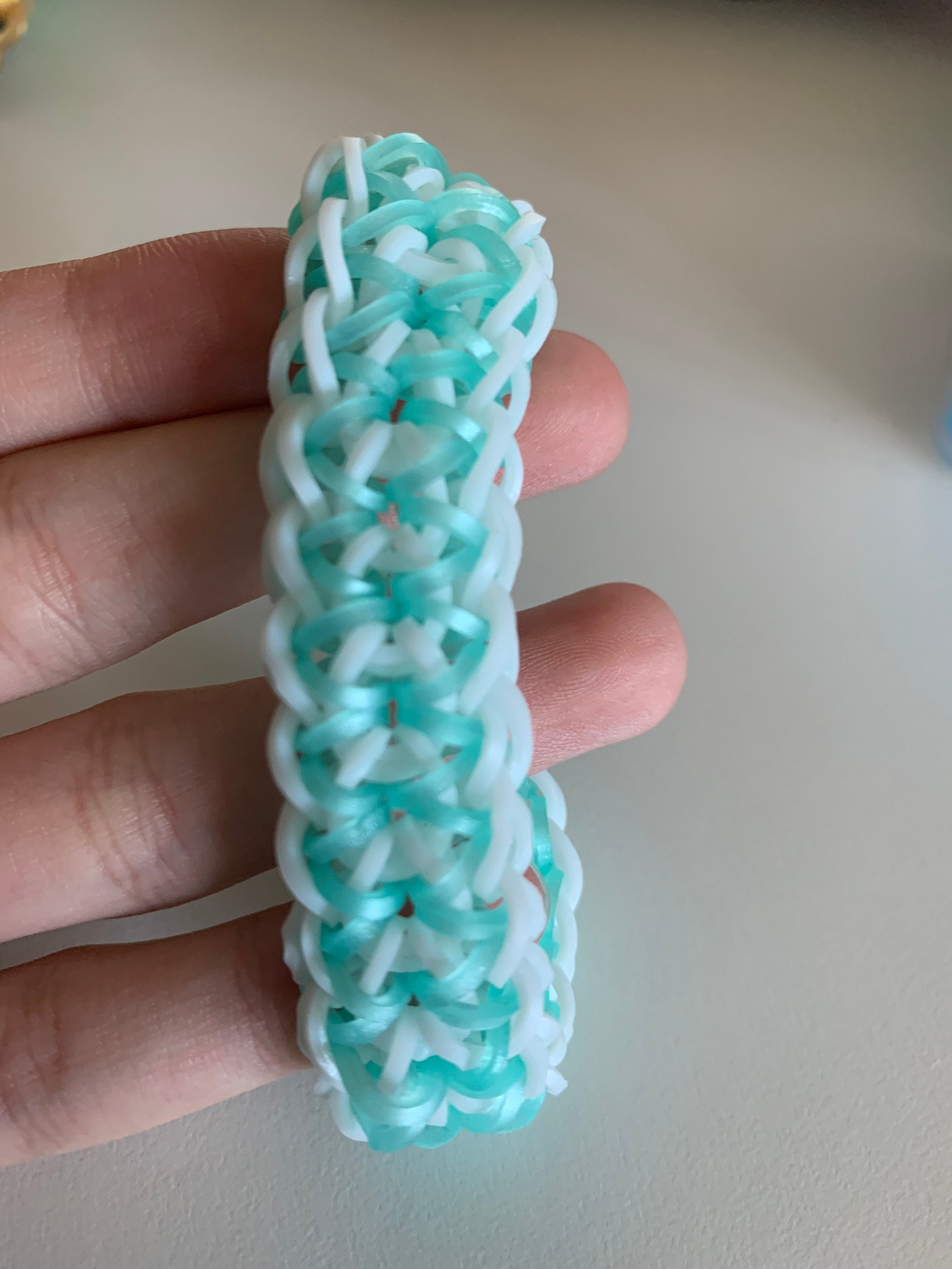 Blue and white rainbow loom bracelet Etsy