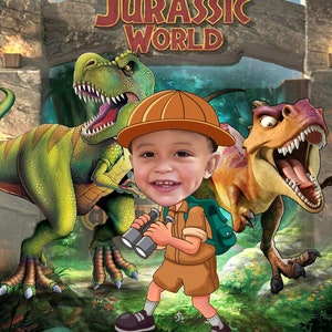 Dinosaur Explorer Theme -Get Own Superhero Portrait from your photo/Family Digital Portrait/ Superhero Posters/Gifts for kids ready to print