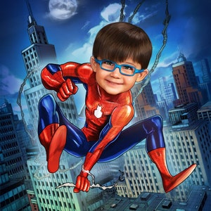 Superhero Portrait / Superheroes Birthday Gift/Get Your Own Superhero Portrait from your photo / Custom super hero portrait
