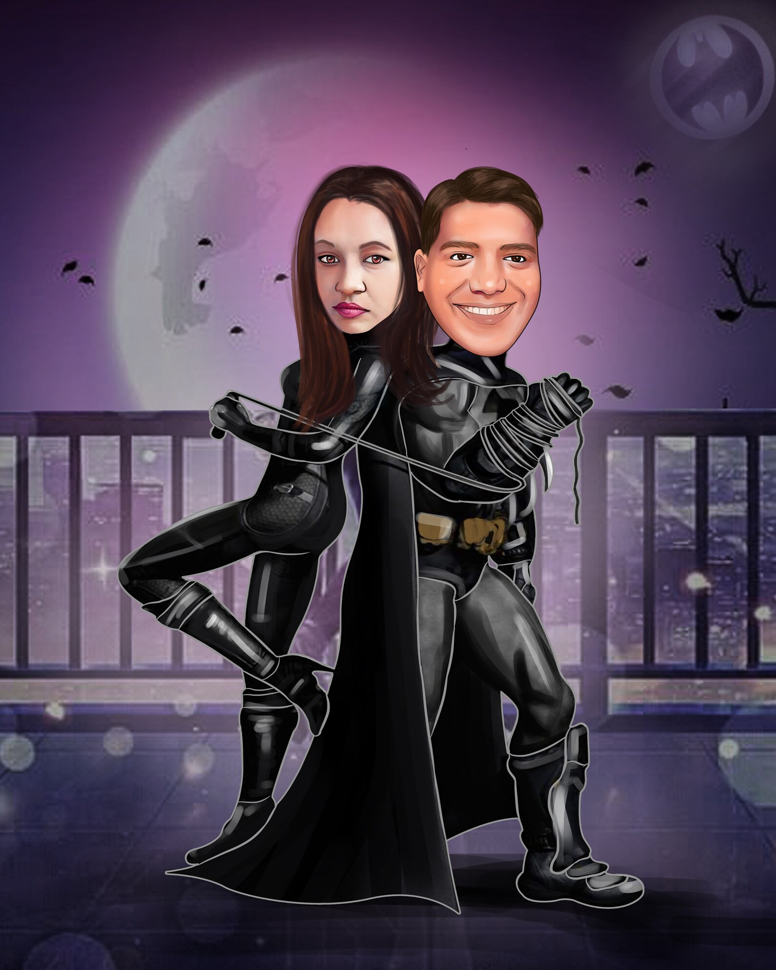Get Your Own Couple Superhero Portrait from your photo/ | Etsy